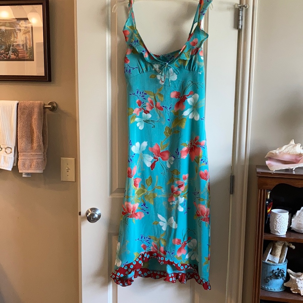 Great lightweight turquoise summer dress with adjustable straps